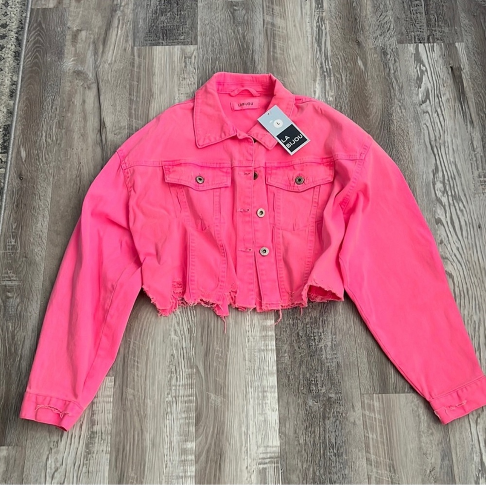 COPY - Pink Denim Cropped Jacket